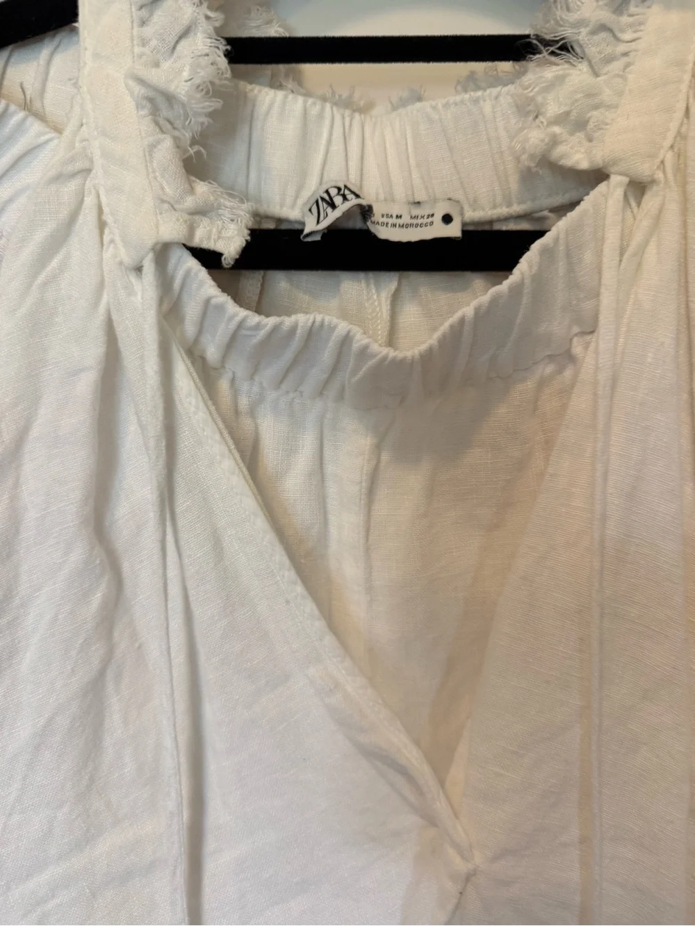 Zara FRAYED LINEN TOP & LINEN PANTS SET SZ M